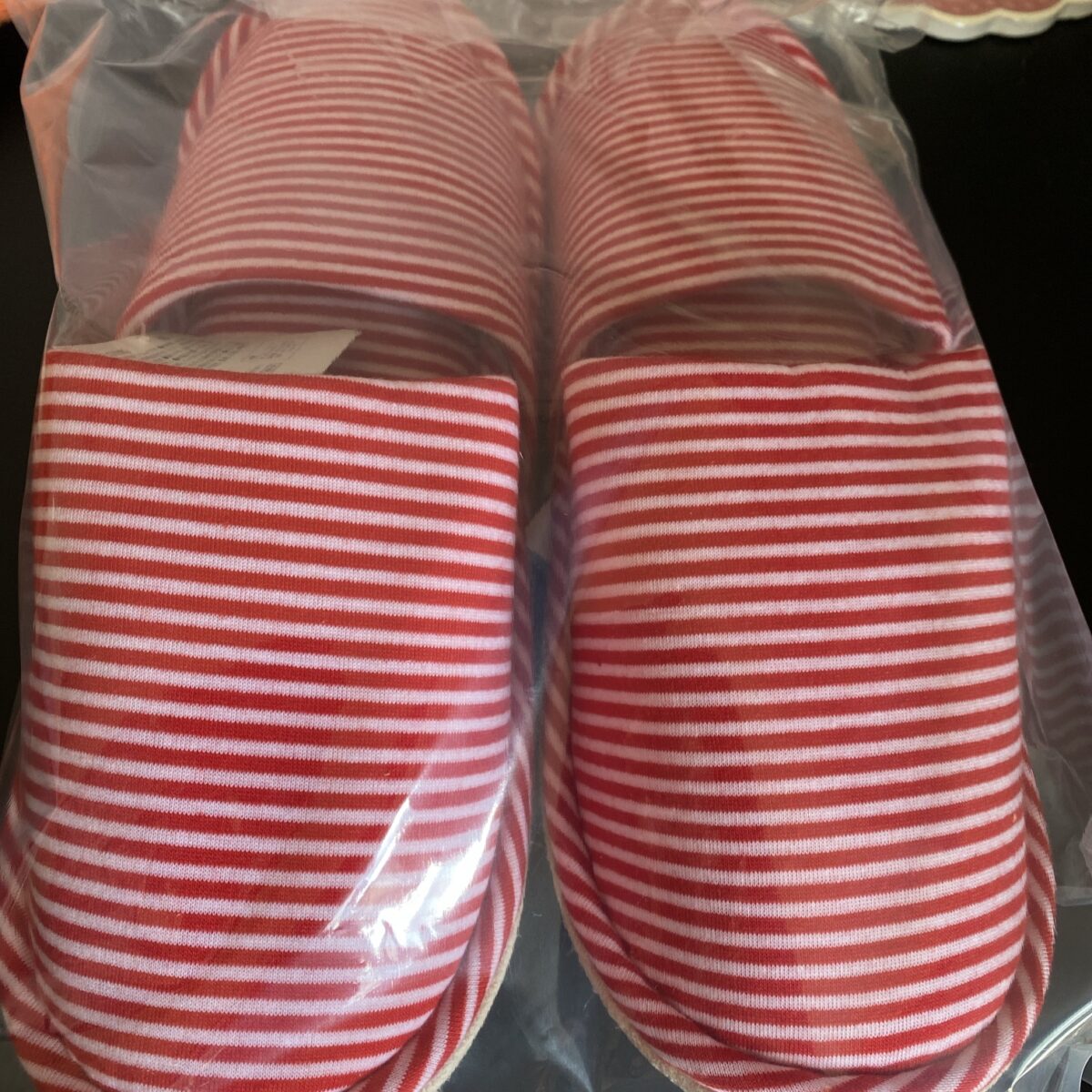 ボーダーのスリッパが2足入ってた